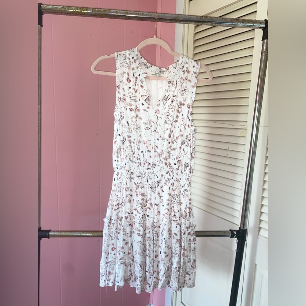 Z Supply White and Brown Floral Midi Dress